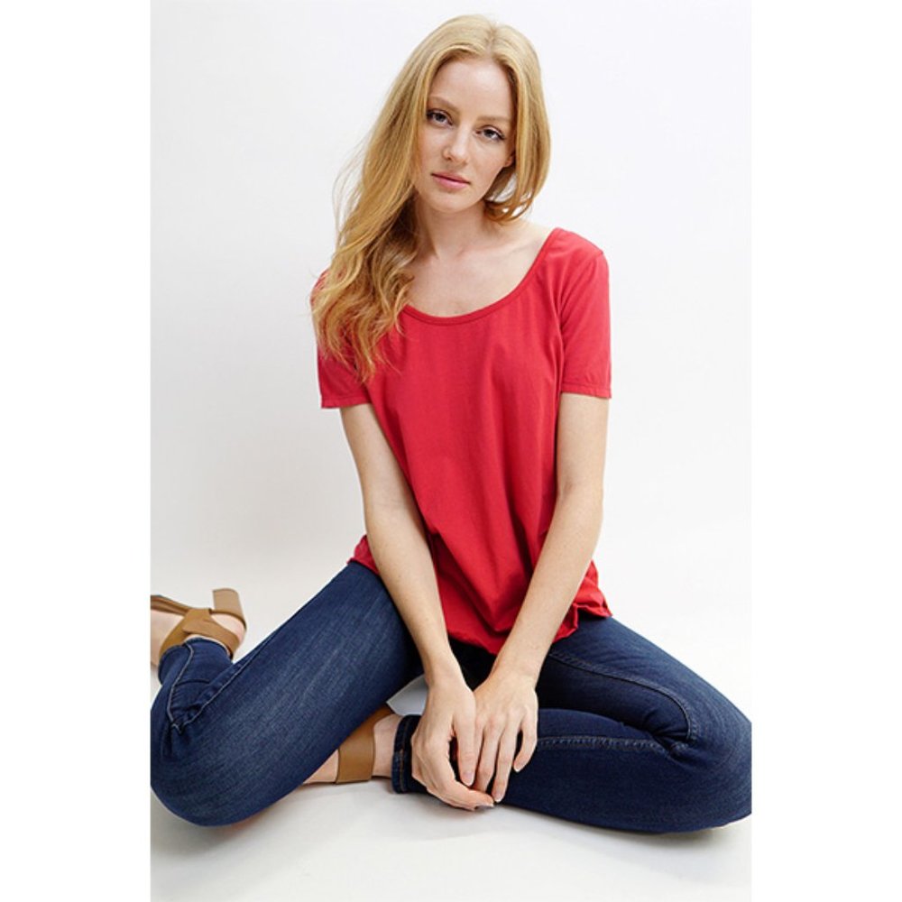 Cotton Jersey Side Eyelet Trim Tee